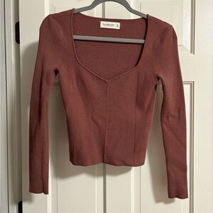 Abercrombie & Fitch Ribbed Cropped Long Sleeve Sweater